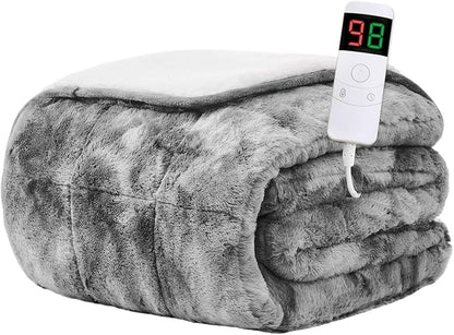 Temperature-Adjustable Blanket, Heating Blanket with Timed Shutdown, Machine Washable, for Home Use (Gray 50"x60")(07 - Chocolate Brown)