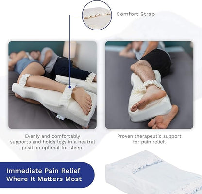 Back Support Systems Knee-T Leg Pillow Patented | High Resiliency Medical Quality Polyurethane Foam Knee Pillow for Sleeping, Back Pain Relief, Hip and Sciatica Pain, Side Sleepers (Pro)
