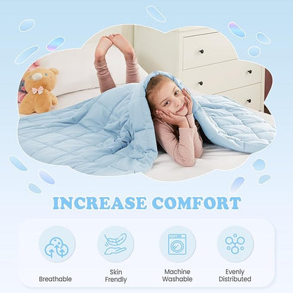 HOSUKKO Weighted Blanket - 10 lbs Lightblue Heavy Blanket - Breathable Blanket(41 * 60 inches, 10 lbs)