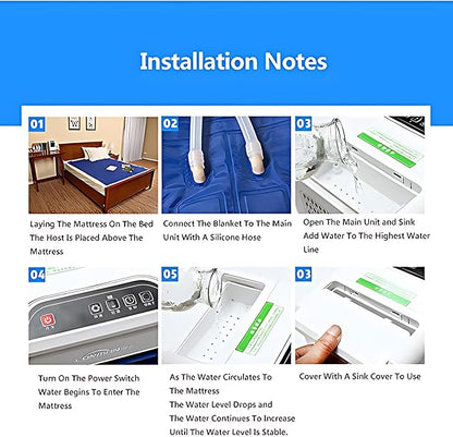 Cooling Water Mattress Pad – Single/Double Size Water-Cooled Bed Cooler System with Ice Pad for Hot Sleepers, Night Sweats & Summer Relief – Ideal for Home, Dorm, Apartment, Hostel,Double