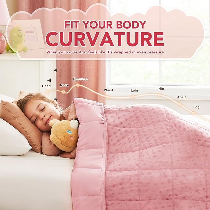 CuteKing Weighted Blanket - Weighted Blanket with Premium Glass Beads - Heavy Blanket Crystal Velvet for Comfort Sleep - Thick Blanket All Season (7lbs, 40"x60", Pink Bubble)