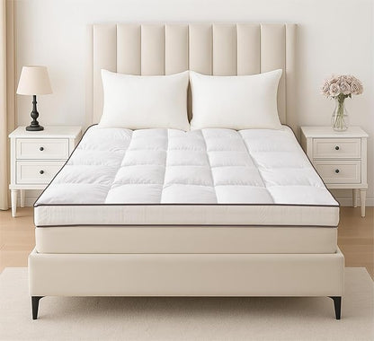 Memory Foam Twin Mattress Topper, Cooling Bed Topper with 3 Inch Extra Thick Shredded Foam, 100% Cotton Mattress Pad Cover, Breathable & Skin-Friendly Twin Size Mattress Topper with Anchor Straps