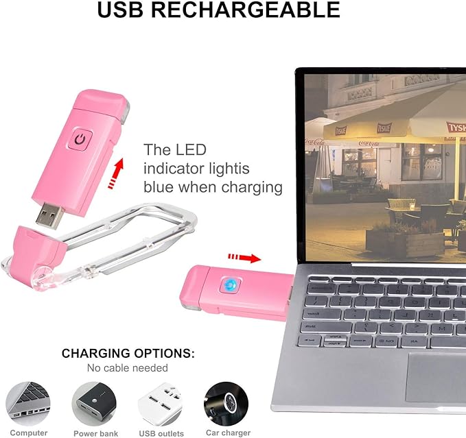 LUXSWAY USB Rechargeable Book Light for Reading,Small Book Reading Light in Bed,Clip On Bookmark Kids Light for Bed,Brightness Adjustable for Eye Care,2 4000K and 2 1550K LEDs for Bookworms