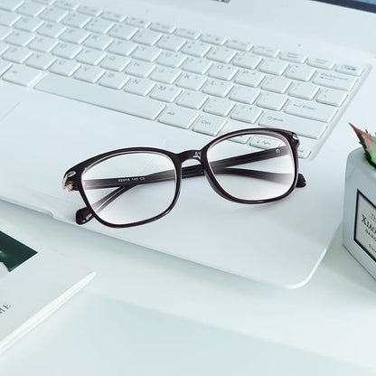 VisionGlobal Blue Light Blocking Glasses for Women/Men, Anti Eyestrain, Computer Reading, TV Glasses, Stylish Square Frame, Anti Glare(Red,+3.00 Magnification)