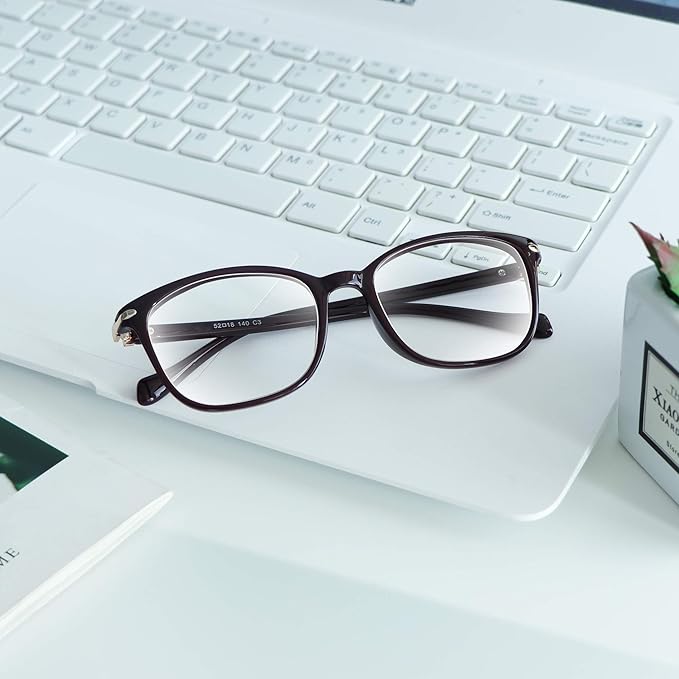 VisionGlobal Blue Light Blocking Glasses for Women/Men, Anti Eyestrain, Computer Reading, TV Glasses, Stylish Square Frame, Anti Glare(Red,+6.00 Magnification)