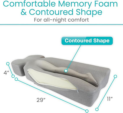 Leg Pillow for Side Sleeping - Hip Pain Pillow for Between Legs - Memory Foam Wedge for Hip, Knee, Back Relief, Pregnancy, Sciatica - Orthopedic Breathable, Machine Washable Cover