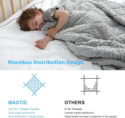 MAXTID Weighted Blanket for Kids Reversible Heavy Blankets Washable Weighted Blanket Design for Boy (Grey 4lbs 36x48 inches)