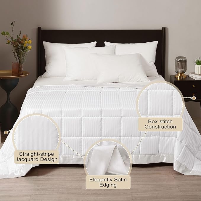 downluxe Weighted Blanket King Size, 18 lb Weighted Blanket with Glass Beads for All Season, Machine Washable Heavy Blanket (Ivory, 108 X 90 Inch)