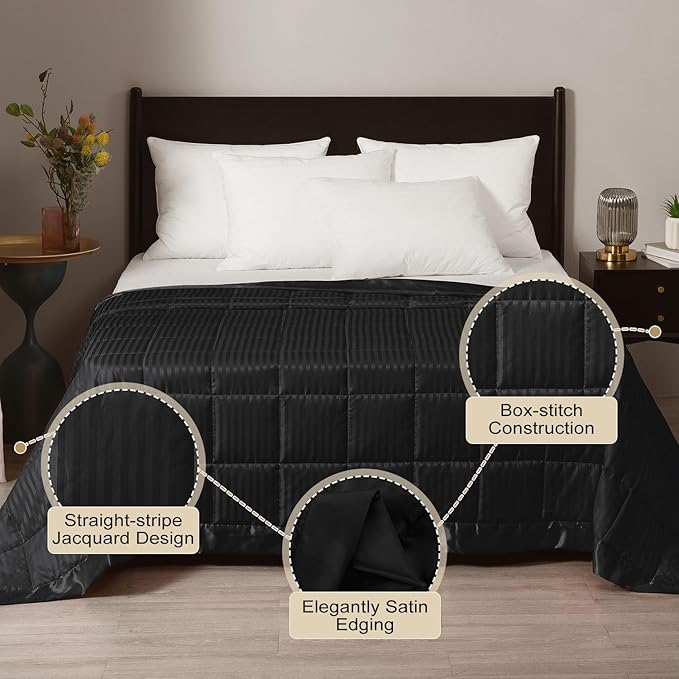 downluxe Weighted Blanket King Size, 18 lb Weighted Blanket with Glass Beads for All Season, Machine Washable Heavy Blanket (Black, 108 X 90 Inch)