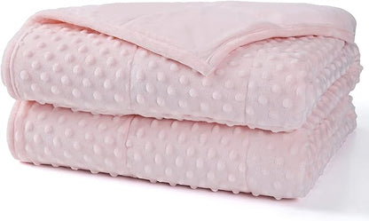 Alomidds Weighted Blanket, Luxury Velvet Heavy Blankets for Adults and Kids,Warm and Breathable Soft and Comfort Minky, Gravity Blanket with Premium Glass Beads (48"x72",12lbs Twin Size - Pink)