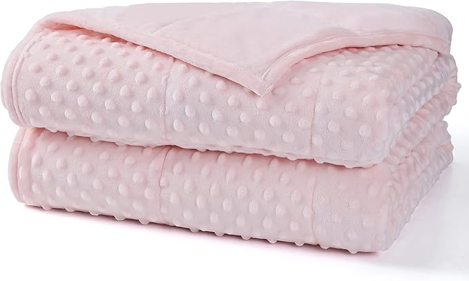Alomidds Weighted Blanket (48"x72",15lbs Twin Size - Pink), Weighted Blankets for Adults, Cooling Breathable Soft and Comfort Minky, Heavy Blanket Microfiber Material with Glass Beads