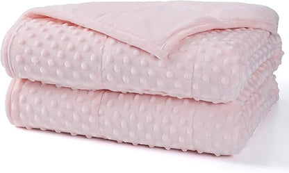 Alomidds Weighted Blanket (48"x72",15lbs Twin Size - Pink), Weighted Blankets for Adults, Cooling Breathable Soft and Comfort Minky, Heavy Blanket Microfiber Material with Glass Beads
