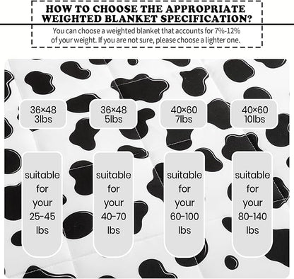 HOSUKKO Weighted Blanket - 3 lbs Cow Pattern Heavy Blanket - Breathable Blanket(36 * 48 inches, 3 lbs)