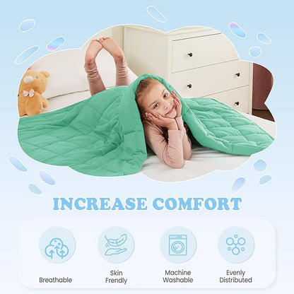 HOSUKKO Weighted Blanket - 10 lbs Green Heavy Blanket - Breathable Blanket(50 * 60 inches, 10 lbs)