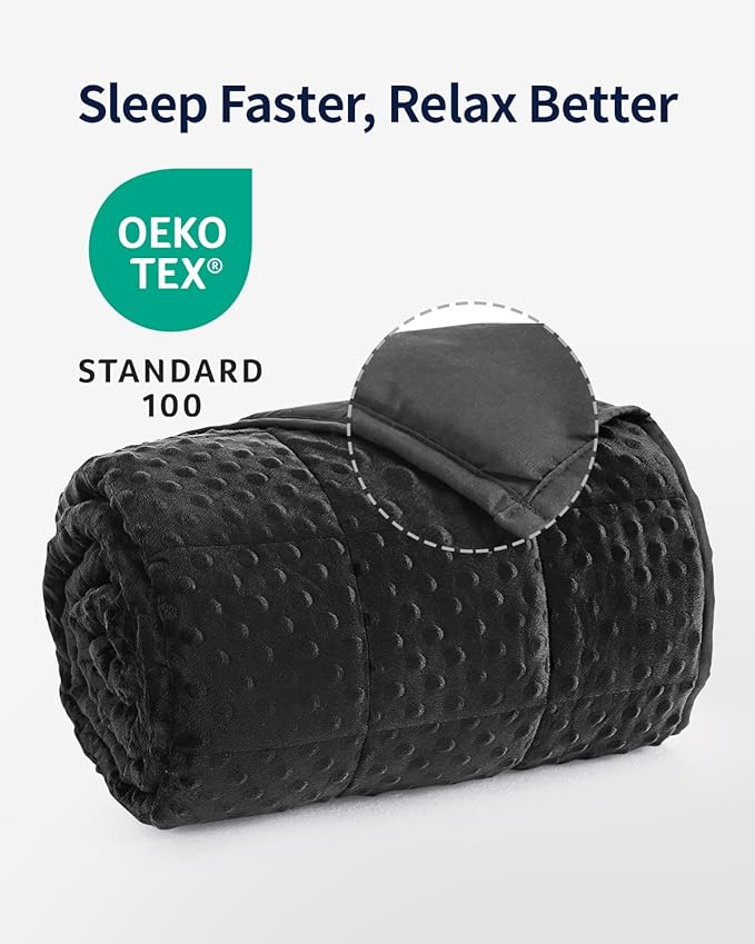 Mr. Sandman Weighted Blanket for Adults, Heavy Blanket for Woman, Man Sleeping/Calm, Soft and Cozy Weighted Throw Blankets, Machine Washable, 60 x 80in, 20 lbs, Black