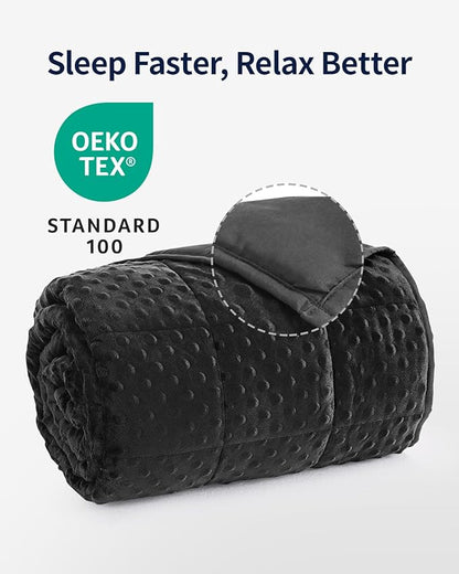 Mr. Sandman Weighted Blanket for Adults, Heavy Blanket for Woman,Man Sleeping/Calm, Soft and Cozy Weighted Throw Blankets, Machine Washable, 48 x 72in, 15 lbs, Black
