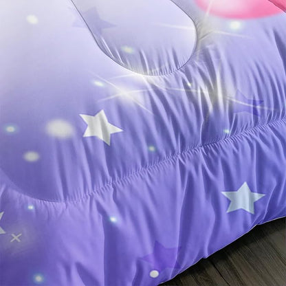 Cute Mermaid Pattern Twin Comforter Set,Star Jellyfish Ocean Themed Bedding Sets for Kids Toddlers Girls Boys Room Decor,Princess Bedding with 2 Pillowcases.