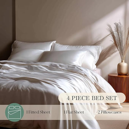 Eucalyptus Sheets - Infused with Silver for Anti-Odor, Softer Than Silk Fibers, More Cooling Than Cotton - Perfect for Hot Sleepers & Sensitive Skin - 100% Tencel Lyocell - Cali-King Sheet Set