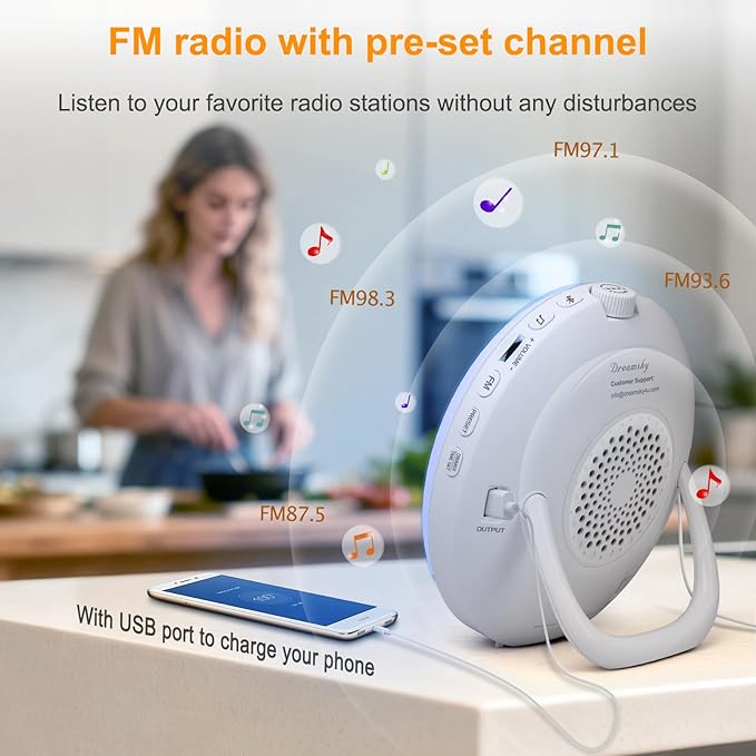 DreamSky Digital FM Radio with Bluetooth Speaker and Sleep Timer, 20 Preset Stations, Hi-Fi Clear Loud Sound, Wake up Light Sunrise Alarm Clock with Sound Machine, Dimmable Night Light, Small Gifts