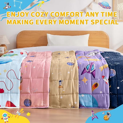 anfie Weighted Blanket Kids(36"x48" 5lbs) Weighted Blanket Cooling Blanket for Sleeping,Throw Size Breathable Blanket with Premium Glass Bead(Space Pink)