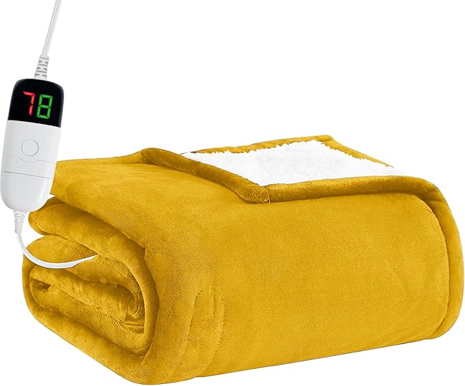 BOMOVA Heated Electric Blanket Full Size - 72" x 84" Heating Blanket with 10 Heating Levels & 8 Hours Auto Off, Warm Flannel Blanket, Christmas Birthday Gifts for Women