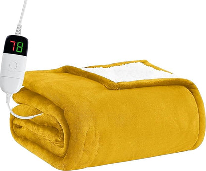 BOMOVA Heated Electric Blanket Full Size - 72" x 84" Heating Blanket with 10 Heating Levels & 8 Hours Auto Off, Warm Flannel Blanket, Christmas Birthday Gifts for Women