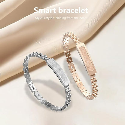 Smart Stylish Bracelet with Heart Rate,Blood Oxygen,Sleep Tracking,IP68 Waterproof,Magnetic Charging(Silver)
