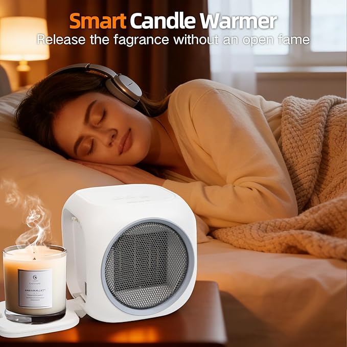 Upgraded Space Heater & Candle Warmer Plate, Space Heater for Indoor Use with Thermostat, Coffee Mug Warmer, 800W Portable Electric Heater for Bedrooms, Offices, Home