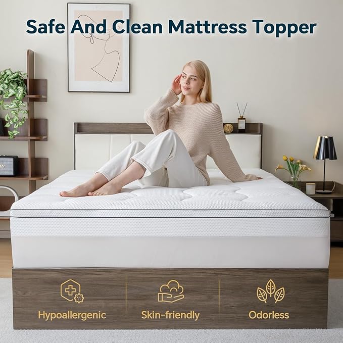 4 Inch Memory Foam Mattress Topper Twin Size - Dual Layer 3 Inch Cooling Gel Memory Pad and 1 Inch Pillow Top Mattress Cover for Back Pain - 54" x 75" x 4"