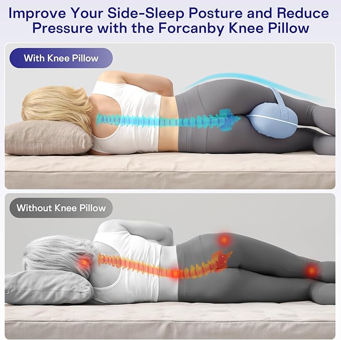 Leg & Knee Pillow for Side Sleepers - Smooth Spine Alignment Pillow - Memory Foam Knee Pillows for Back Hip Pain, Spine Aligning, Sciatica, Surgery Recovery, Pregnancy