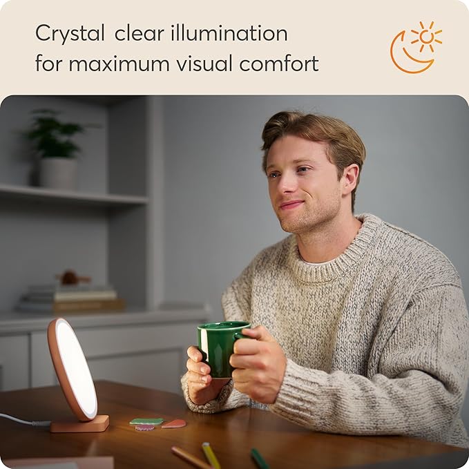 Lumie Dash – 10,000 Lux Compact Bright Light Therapy Lamp for Mood and Energy Boost and Winter Blues Relief, Crystal Clear Illumination and Maximum Visual Comfort - Terracotta Pink