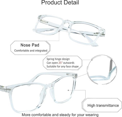 YEIN Progressive Multifocus Reading Glasses, Spring Hinge Blue Light Blocking Glasses for Women Men, No Line Multifocal Readers with Clear Lenses (+0.50/+2.75 magnification)