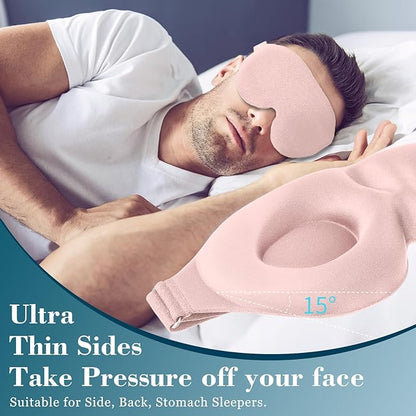 ZGGCD Sleep Mask for Side Sleeper, Light Blocking Sleeping Eye Mask for Women Men, 3D Contoured Cup Night Blindfold, Luxury Eye Cover Eyeshade with Adjustable Strap for Travel, Nap, Pink