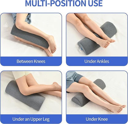 Knee Pillow for Back Sleeping, Memory Foam Leg Pillow for Back Pain, Under Leg Support for Sleeping,Half Moon Bolster Pillow