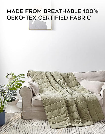YnM Cotton/Polyester Duvet Cover for Weighted Blankets (Avocado/White Reversible, 48''x72'')