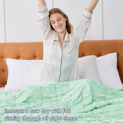 yescool Weighted Blanket for Adults (15 lbs, 60" x 80", Cerulean) Cooling Heavy Blanket for Sleeping Perfect for 140-160 lbs, Queen Size Breathable Blanket with Premium Glass Bead, Machine Washable