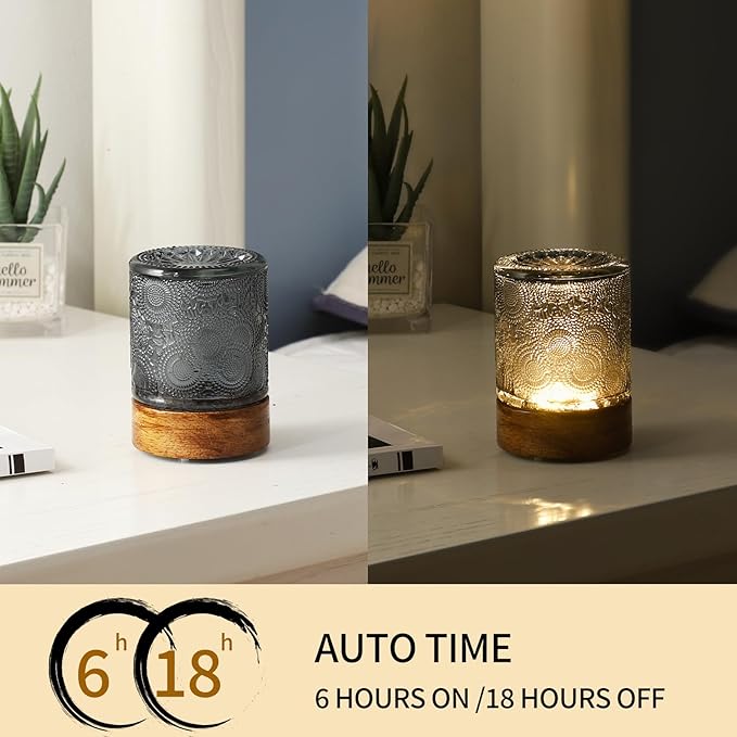 Mini Soft Warm Light Lamp Battery Operated Portable Night Light with Timer, Small Glass Vintage Dim Sleep Nightlights, Battery Powered Wireless Night Lights for Adults (1), M2-1-4
