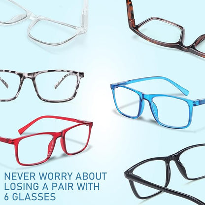 6 Pack Reading Glasses for Men Blue Light Blocking Glasses Lightweight Spring Hinge Computer Readers Men Women