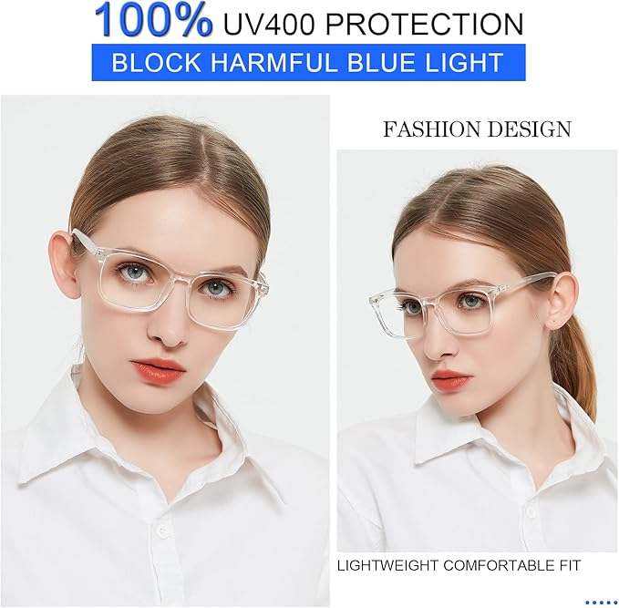 MARE AZZURO Computer Reading Glasses Women Blue Light Blocking Readers 0 1.0 1.25 1.5 1.75 2.0 2.25 2.5 2.75 3.0 3.5 4.0 5.0 6.0 (Transparent, 2.75)