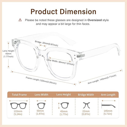 Madison Avenue Blue Light Blocking Glasses Oversized Fashion Blue Light Glasses for Women Anti Eyestrain & UV Protection Computer Eyeglasses (Clear)