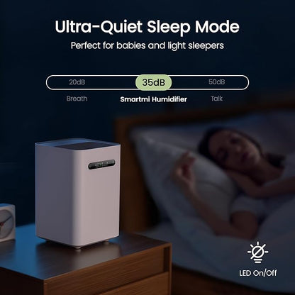smartmi Evaporative Humidifiers, Cool No Mist Humidifiers for Bedroom, Air Humidifiers for Baby, 4L Top Fill, Self-Cleaning, Quiet, Smart APP Control, Auto Shutoff, Air-drying, Shockproof White