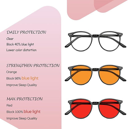 Sleep Blue Light Blocking Glasses for Men and Women, Computer Gaming Glasses Anti Eyestrain & UV Glare