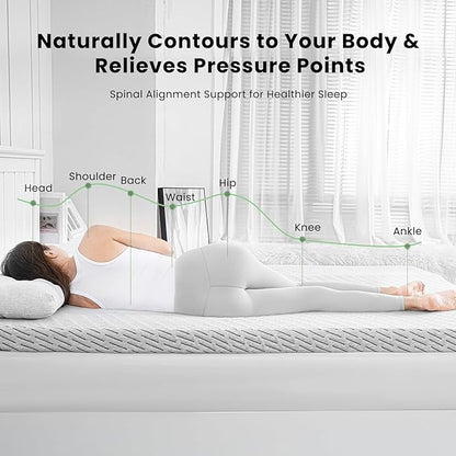 Bamboo Mattress Topper Full Size 4 Inch, Cooling Gel & Bamboo Charcoal Memory Foam Mattress Topper for Back Pain Relief, Firm Dual-Layer Foam Bed Pad with Removable Cover