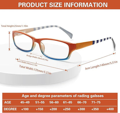 Kerecsen Computer Reading Glasses for Women Blue Light Blocking Glasses for Reading Fashion Pattern Print Eyeglasses for Womens(Mix Color -5, 4.50)