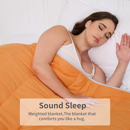 Weighted Blanket 15lbs Twin Size Orange Grey 48"x72" Weighted Blankets for Adults Heavy Blanket are Comfortable and Cozy