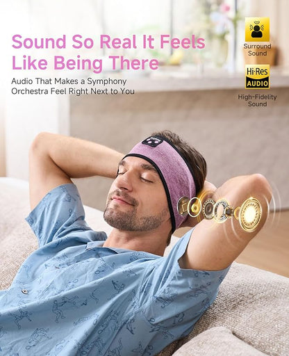 Perytong Sleep Headphones Wireless, Bluetooth Headband Sports Sleeping Headphones Sleep Mask Earbuds Breathable Wireless Music Headband for Side Sleepers Sleeping Travel Workout Running Air Travel