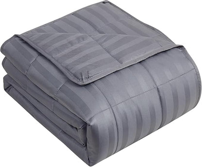 yescool Weighted Blanket for Adults (20 lbs, 60" x 80", Satin Grey Stripes) Heavy Blanket for Sleeping Perfect for 190-210 lbs, Queen Size Breathable Blanket with Premium Glass Bead, Machine Washable