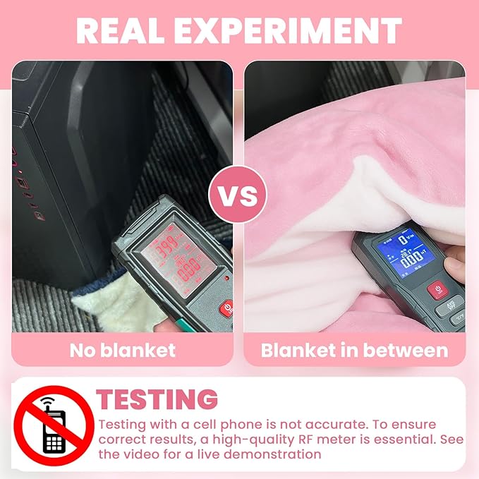 Preboun 61 x 51.18 Inch Faraday Blanket for Pregnant Babies, Emf Blanket Protection 5 g, Bluetooth, Phone Towers, Two Sides Using for Beds Couches Travel(Flannel, Pink)
