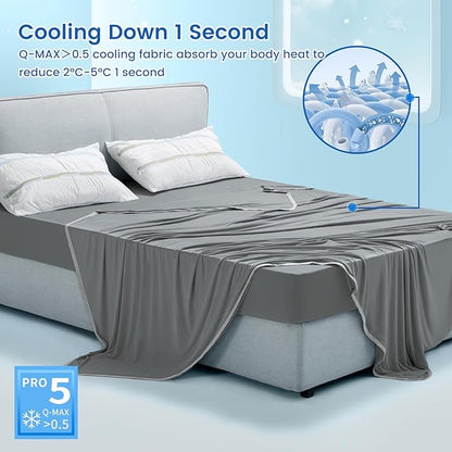 PHF Double Cooling Blanket for Hot Sleepers Twin Size, Arc-Chill Q-Max>0.5 with Double Cooling, Summer Blanket Absorbs Heat to Keep Cool All Night for Night Sweats (Charcoal Grey, 60''x80'')