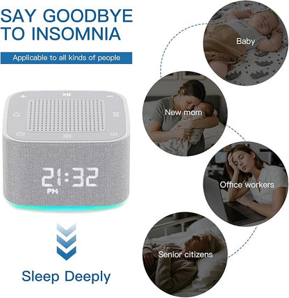White Noise Machine, Sound Machine, Alarm Clock,Travel Sound Machine,Sleep Night Lights Bluetooth App Control Best Birthday Gift Ideas for Baby Adult Portable Travel Office Bedside Clocks Bedroom